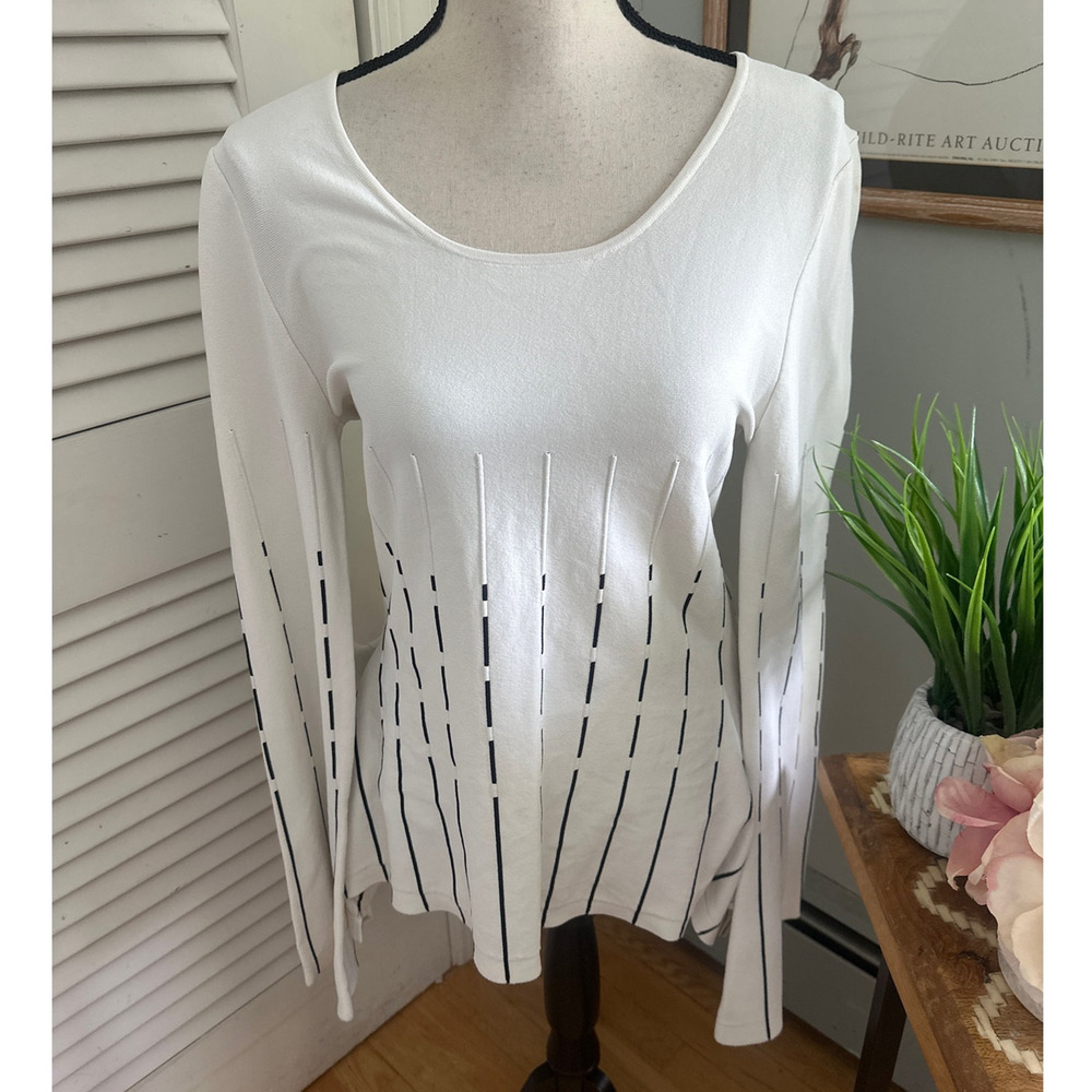 Prabal Gurung Top Womens 4 White Tunic Asymmetric Flare Sleeve Avant Garde